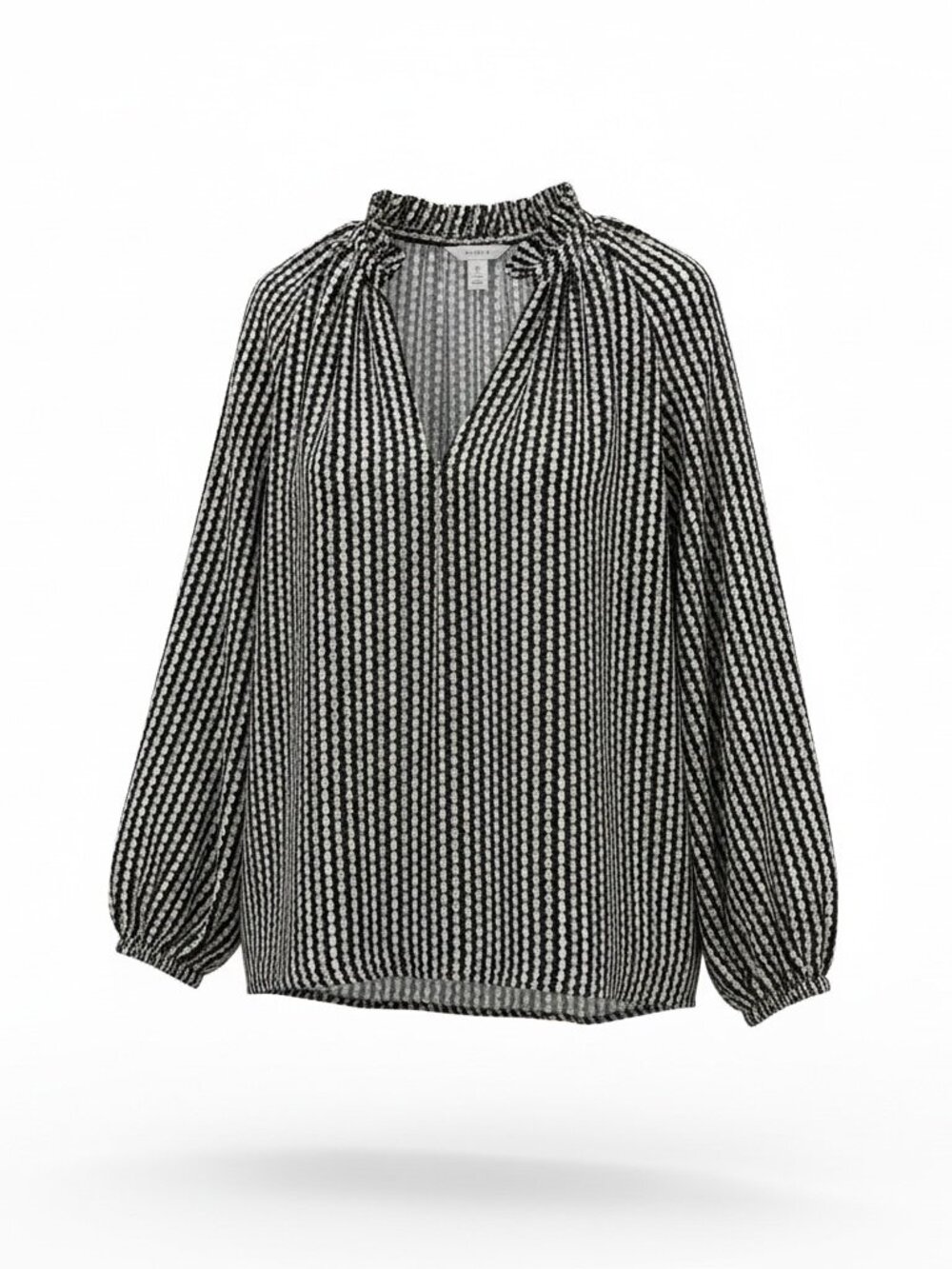 H&M Black/White Zigzag-Print Top - Size XL